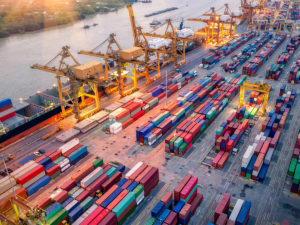 Logistics and transportation of Container Cargo ship 